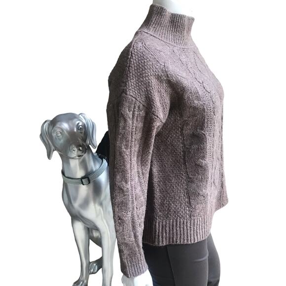 NEW Gap Knit Turtleneck Cotton Wool Alpaca Brown  Sweater Women's Size S NWT $90 - Picture 3 of 7